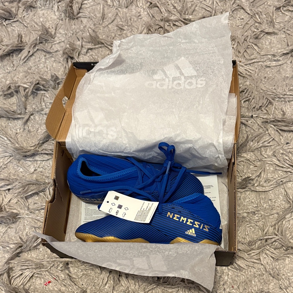 ADIDAS Kids Blue and Gold Soccer Cleats